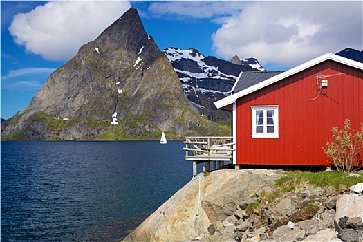 捕鱼,小屋,挪威