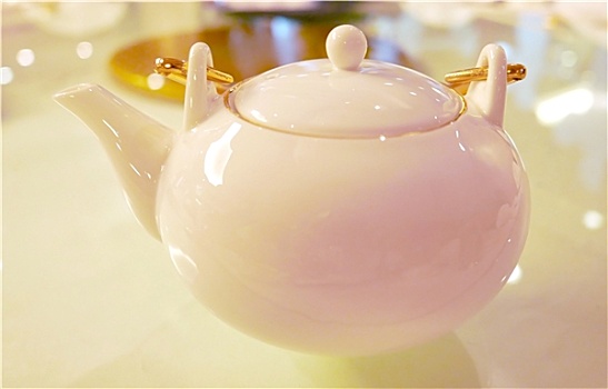 白色,茶壶,桌上,中餐厅