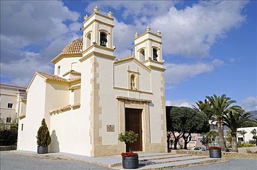 白石,教堂,阿利坎特,白色海岸,西班牙