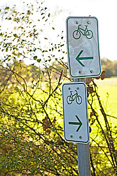 标识,方向,路标,自行车