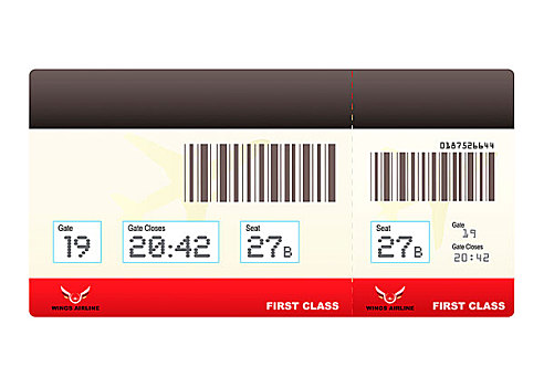 头等舱,机票,登机证,红色,条形码