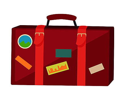手提箱,旅行,不干胶,隔绝,白色背景,背景,红色,皮革,不同,概念,旗帜,商务旅行,矢量,插画,风格
