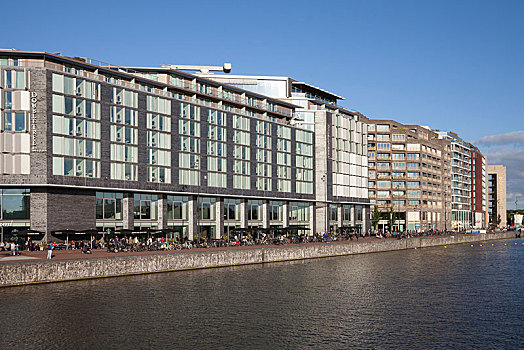 现代建筑,酒店,一对,树,图书馆,阿姆斯特丹,荷兰,欧洲