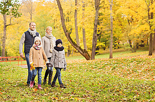 家庭,孩子,季节,人,概念,幸福之家,秋天,公园