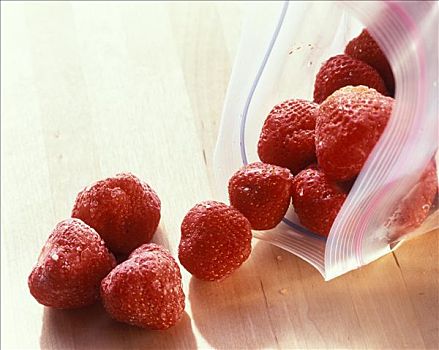 冰冻,草莓,保鲜袋