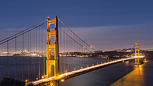 黃昏,金色,桥,旧金山,加利福尼亚,美国