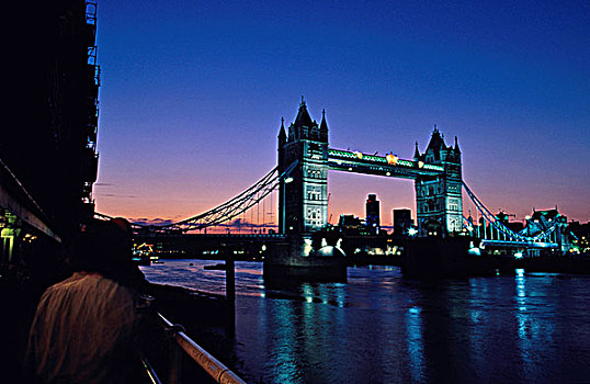 英国,伦敦,塔桥,悬挂,泰晤士河