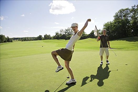 伴侣,玩,高尔夫,伯林顿,安大略省,加拿大