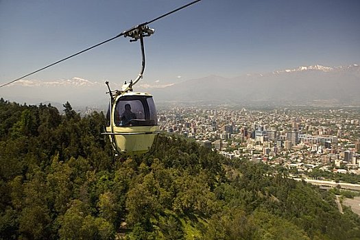 索道,俯视,圣地亚哥,智利