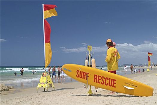 救生员,冲浪者天堂,海滩,昆士兰,澳大利亚
