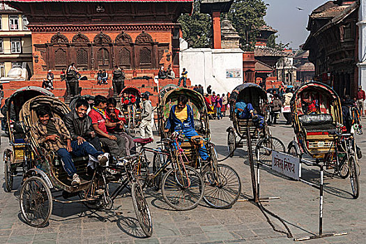 人力三轮车,杜巴广场,加德满都,尼泊尔,亚洲