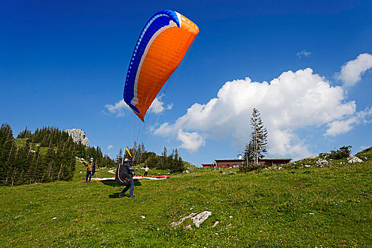 滑翔伞,山,坎彭完特山,齐姆高,区域,上巴伐利亚,巴伐利亚,德国,欧洲