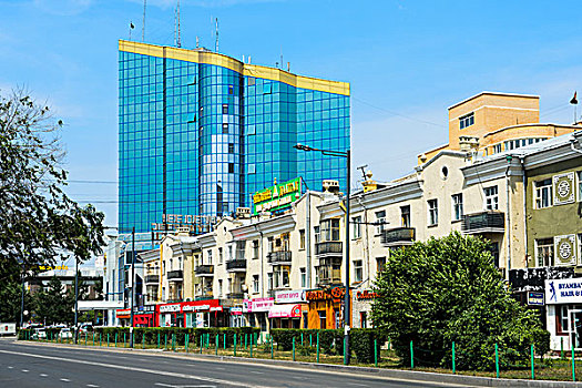 城市,街道,建筑,乌兰巴托,银行,蒙古,亚洲
