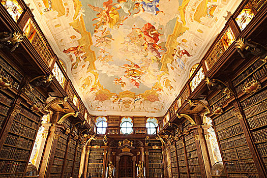 图书馆,教堂,梅克,瓦绍,下奥地利州,奥地利