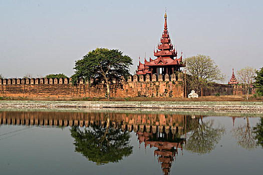 亚洲,缅甸,曼德勒,要塞,墙壁
