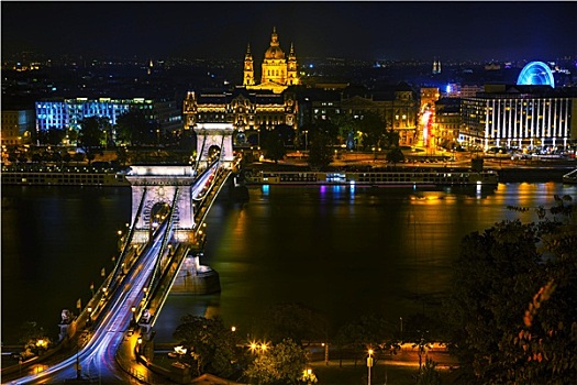 俯视,布达佩斯,夜晚