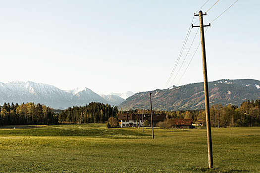 供电,线条,巴伐利亚阿尔卑斯山