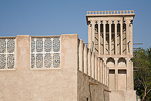 阿联酋,迪拜,建筑,特写,风,塔