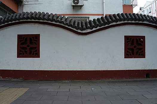 中式,墙,小区,弧度中国元素,方形窗,窗,窗户,圆弧
