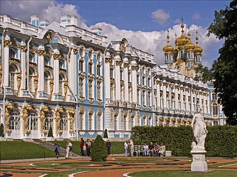 俄罗斯,彼得斯堡,威尼斯,北方,城堡,宫殿,公园,地面,大理石,金色,圆顶,教堂,18世纪,世纪,游人