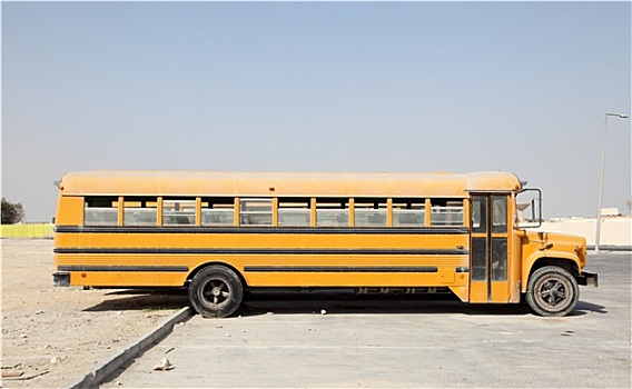 黄色,校车,停车场,多哈,卡塔尔,中东