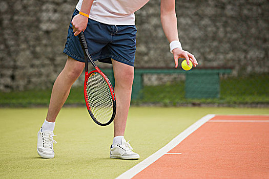 年轻,网球手,上菜