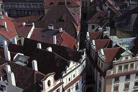 捷克共和国,布拉格,老城广场,旧城广场,屋顶,市政厅,塔