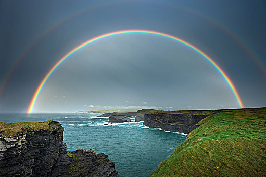 彩虹,上方,悬崖,爱尔兰