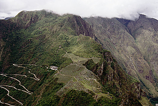 风景,马丘比丘,现代,进入,道路,顶峰