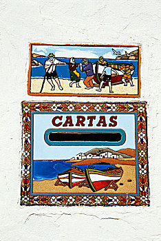 西班牙,富埃特文图拉岛,涂绘,瓷砖,邮箱