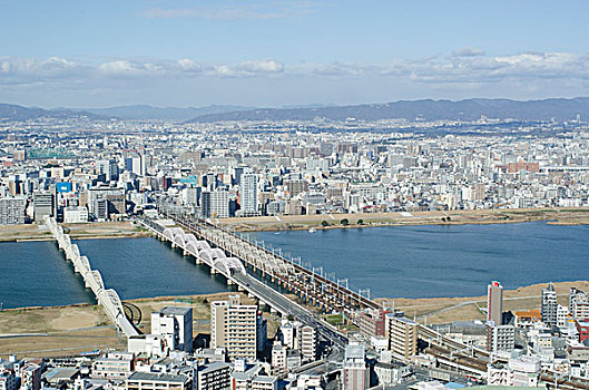 全景,风景,大阪,湾