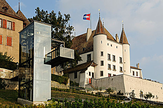 城堡,尼翁,宫殿,日内瓦湖,沃州,瑞士,欧洲