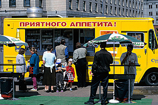 俄罗斯,莫斯科,广场,快餐,卡车