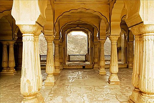 柱子,琥珀堡,斋浦尔,拉贾斯坦邦,印度
