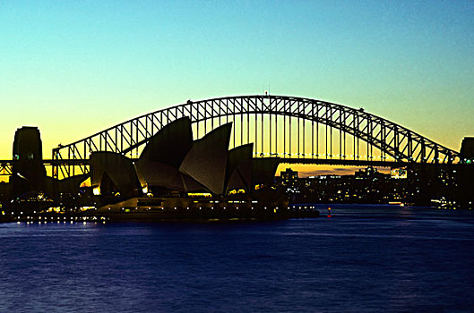 澳大利亚,悉尼,剧院,海港大桥,黄昏