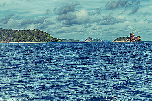 船,菲律宾,蛇,岛屿,靠近,爱妮岛,巴拉望岛,漂亮,全景,海岸线,海洋,石头