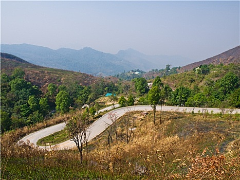道路,风景,山,清莱,泰国