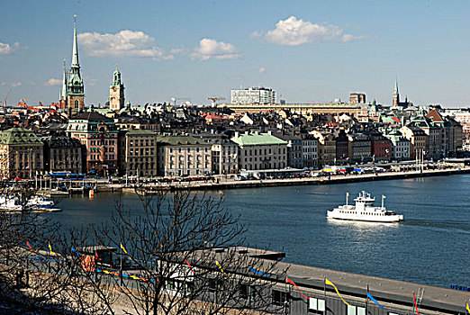 渡轮,正面,历史,中心,加玛,斯德哥尔摩,瑞典,斯堪的纳维亚,欧洲