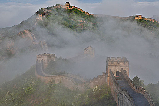 长城,雾状,早晨,金山岭