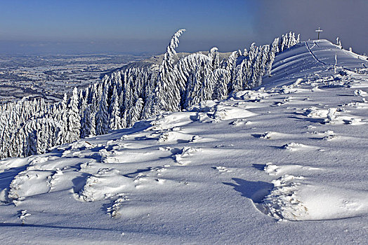 德国,巴伐利亚,上巴伐利亚,冬季风景