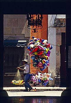 气球,销售,正面,建筑,入口,克雷塔罗,墨西哥,北美