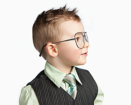 男孩,戴着,套装,大,眼镜,艾伯塔省,加拿大