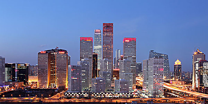 北京cbd建筑群夜景