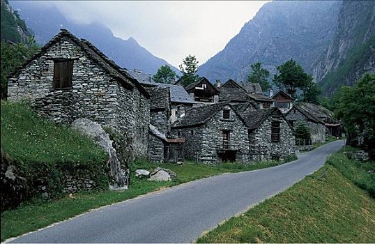 房子,石头,乡村,瑞士,欧洲