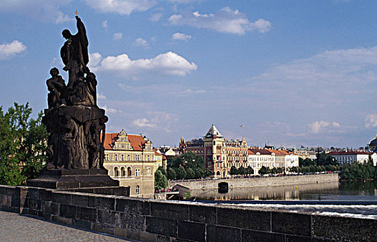 雕塑,桥,查理大桥,布拉格,捷克共和国