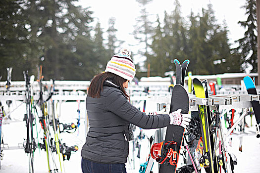 女人,选择,滑雪装备,温哥华,加拿大
