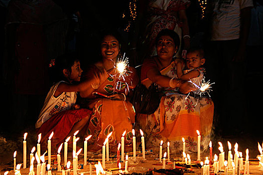 女人,印度教,庆贺,孩子,达卡,孟加拉,十一月,2007年