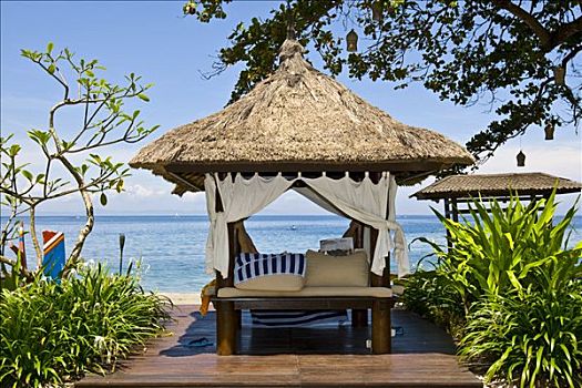 太阳椅,折叠躺椅,旁侧,海滩,喜来登酒店,靠近,印度尼西亚