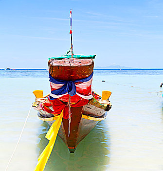 船首,泰国,苏梅岛,湾,亚洲,岛,蓝色,纯净水,独木舟,南海