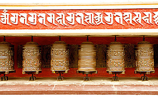 佛教,转经轮,户外,墙壁,庙宇,猴神庙,加德满都,尼泊尔,亚洲
